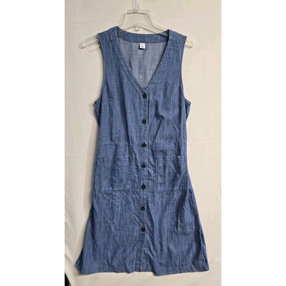 Old Navy Women's Denim Dress Midi M Blue Cotton Button Down